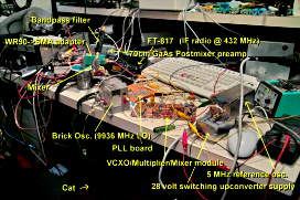 A
                  view of the transverter, in earliest working stages,
                  on the workbench in pieces.