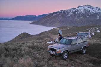 The vantage point of Ron, K7RJ, during the contest, above the fog