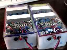 View of the two 14.4 volt 6 aH Lithium-Ion batter packs.