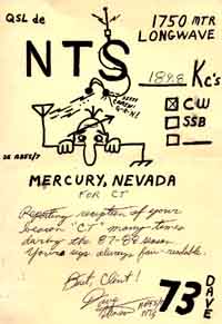 QSL from fellow LowFER NTS who heard CT from Nevada